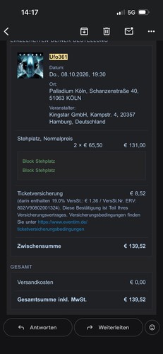 Ufo361 live konzertticket - live,