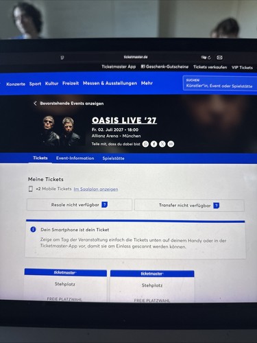 Oasis live tickets - 27,